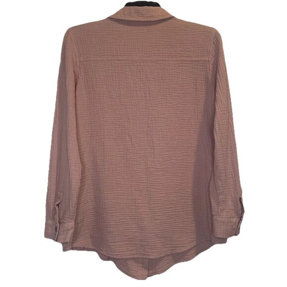Soft Surroundings Women's Dusty Pink Gauzy Snap Front LS Blouse Top Sz M - Picture 4 of 8